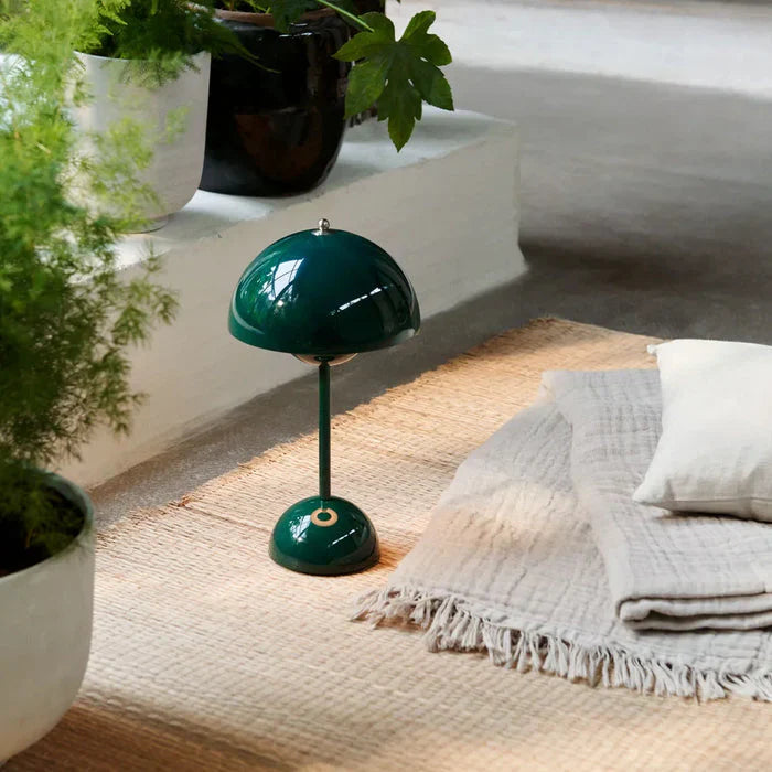 Lámpara de Mesa Semiesférica Verde | Pantalla Curva Base Circular Para Iluminación Interior-Lamp-SeemSeem