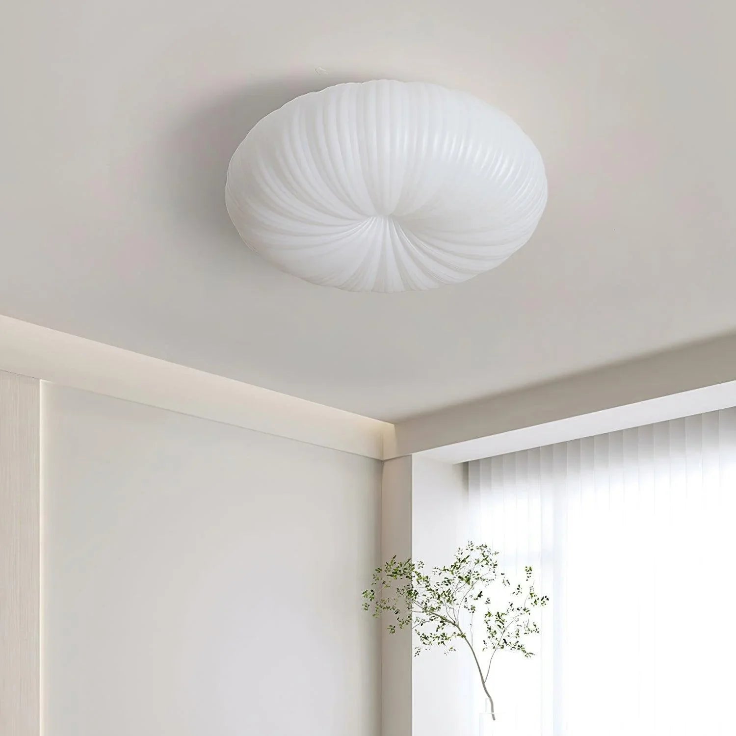 Lámpara de Techo Plisada Blanca | Pantalla Circular Para Iluminación Interior-Lamp-SeemSeem