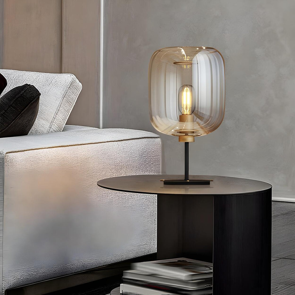 Lámpara De Mesa De Cristal | Pantalla Cilíndrica Decorativa-Lamp-SeemSeem