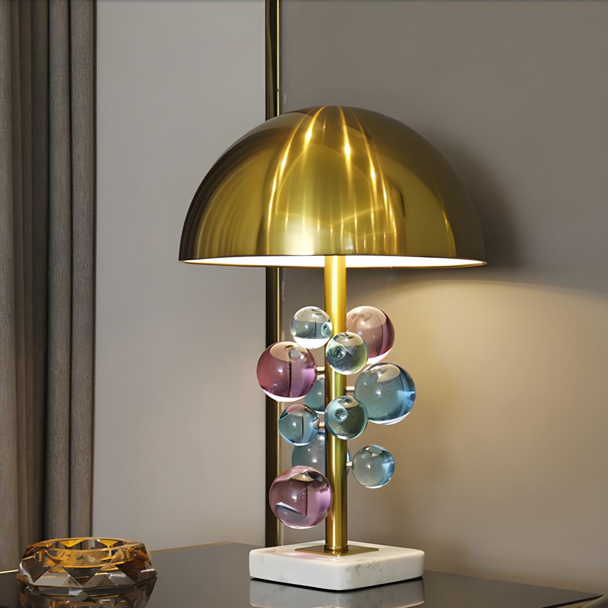 Lámpara De Mesa Decorativa | Pantalla Semiesférica Con Esferas-Lamp-SeemSeem
