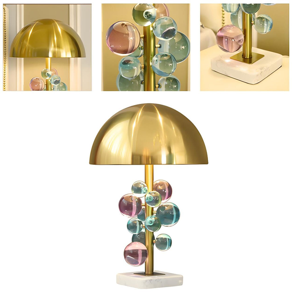 Lámpara De Mesa Decorativa | Pantalla Semiesférica Con Esferas-Lamp-SeemSeem