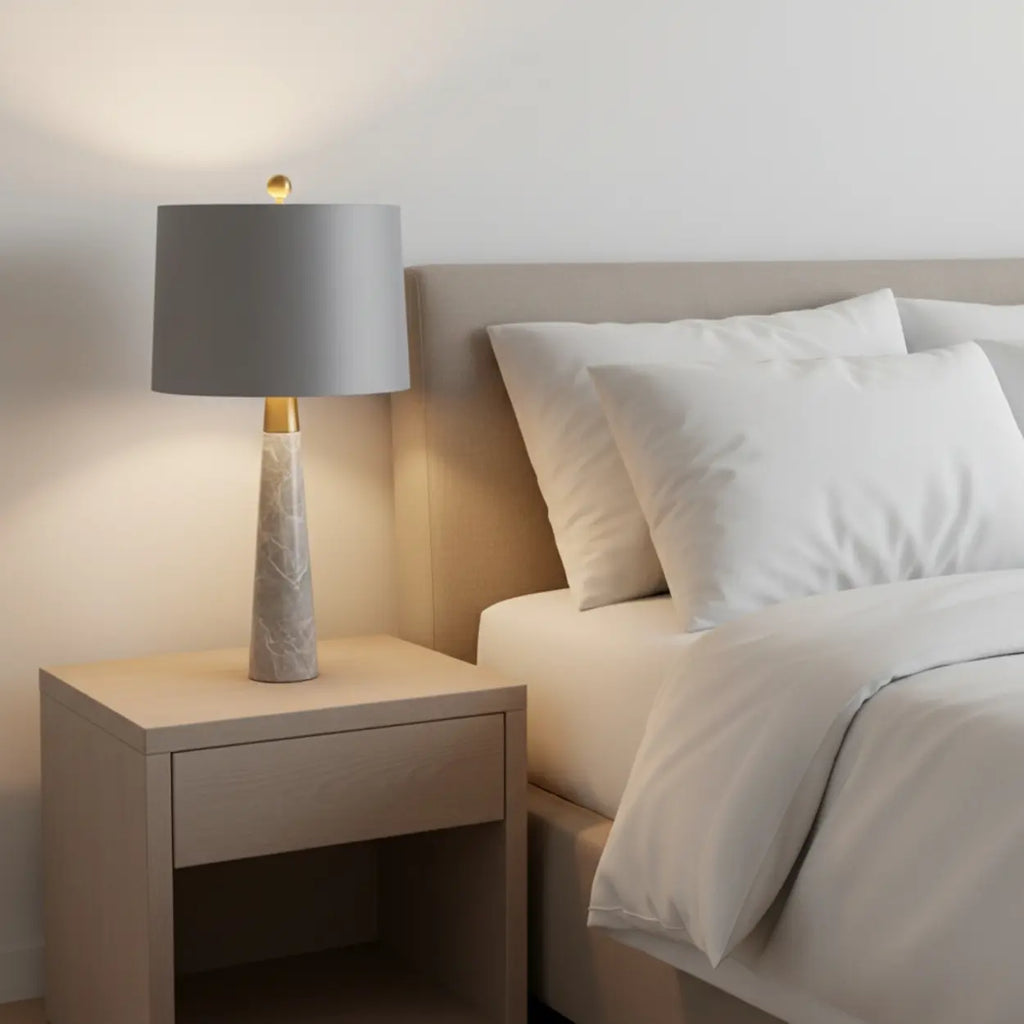 Lámpara De Mesa Moderna | Base Tipo Mármol-Lamp-SeemSeem