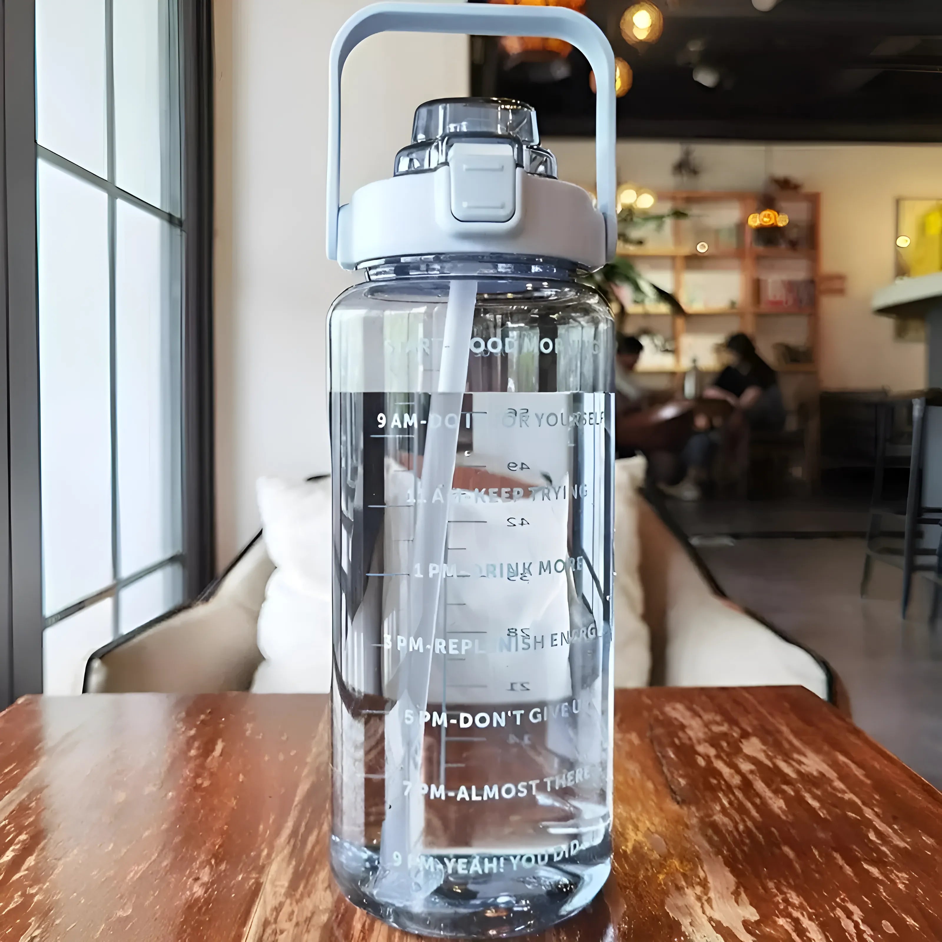 Botella Motivacional con Pajita | Marcador Horario para Hidratación Diaria-bottles-SeemSeem