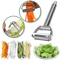 Pelador de verduras multifunción de acero inoxidable ultraserrado y cortador juliana