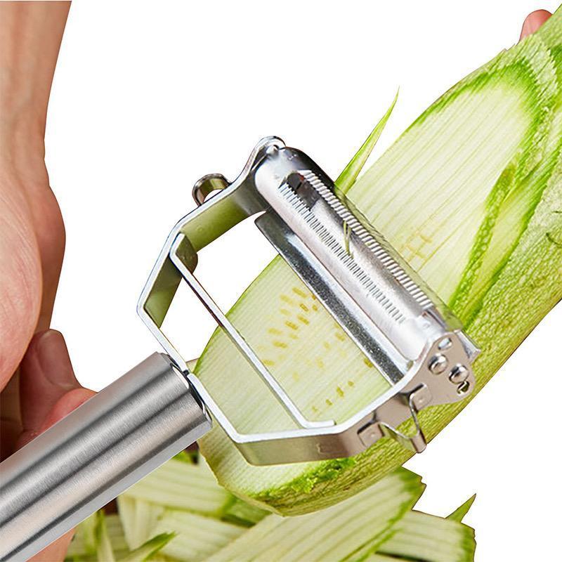 Pelador de verduras multifunción de acero inoxidable ultraserrado y cortador juliana - Image 4