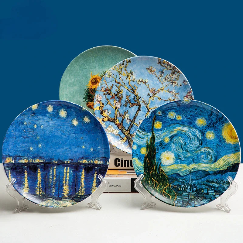 Plato Decorativo Con Diseño De Girasoles | Vajilla Artística Redonda-plates-SeemSeem