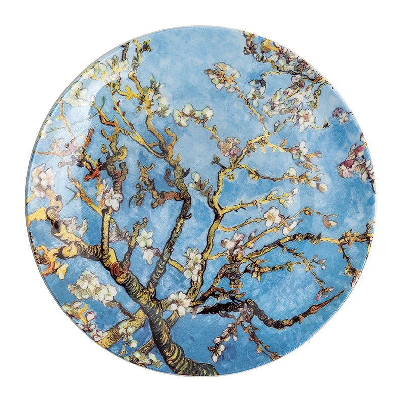 Plato Decorativo Con Diseño De Girasoles | Vajilla Artística Redonda-plates-SeemSeem