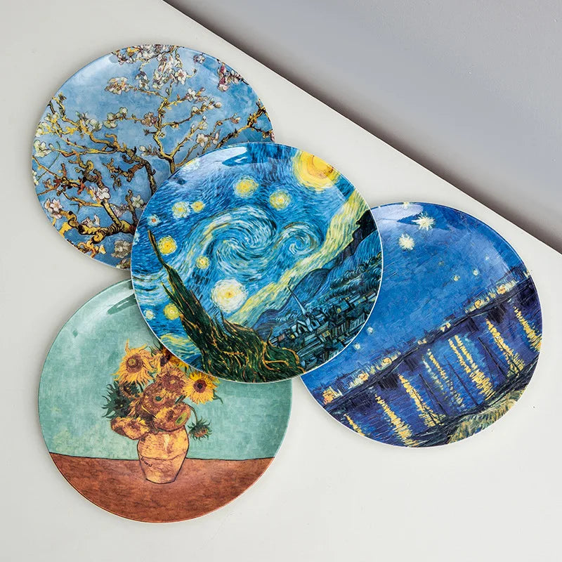 Plato Decorativo Con Diseño De Girasoles | Vajilla Artística Redonda-plates-SeemSeem
