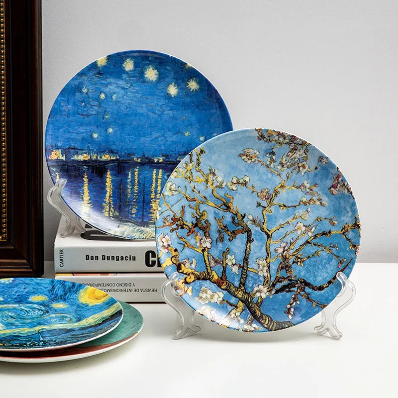 Plato Decorativo Con Diseño De Girasoles | Vajilla Artística Redonda-plates-SeemSeem