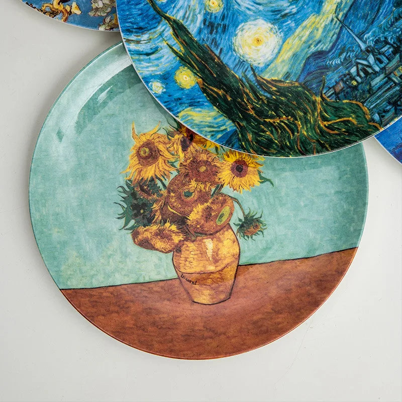 Plato Decorativo Con Diseño De Girasoles | Vajilla Artística Redonda-plates-SeemSeem