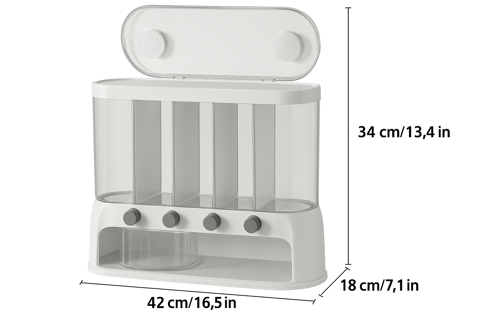 Dispensador De Cereales Y Granos | Organizador De Alimentos Con Dosificación-Containers-SeemSeem