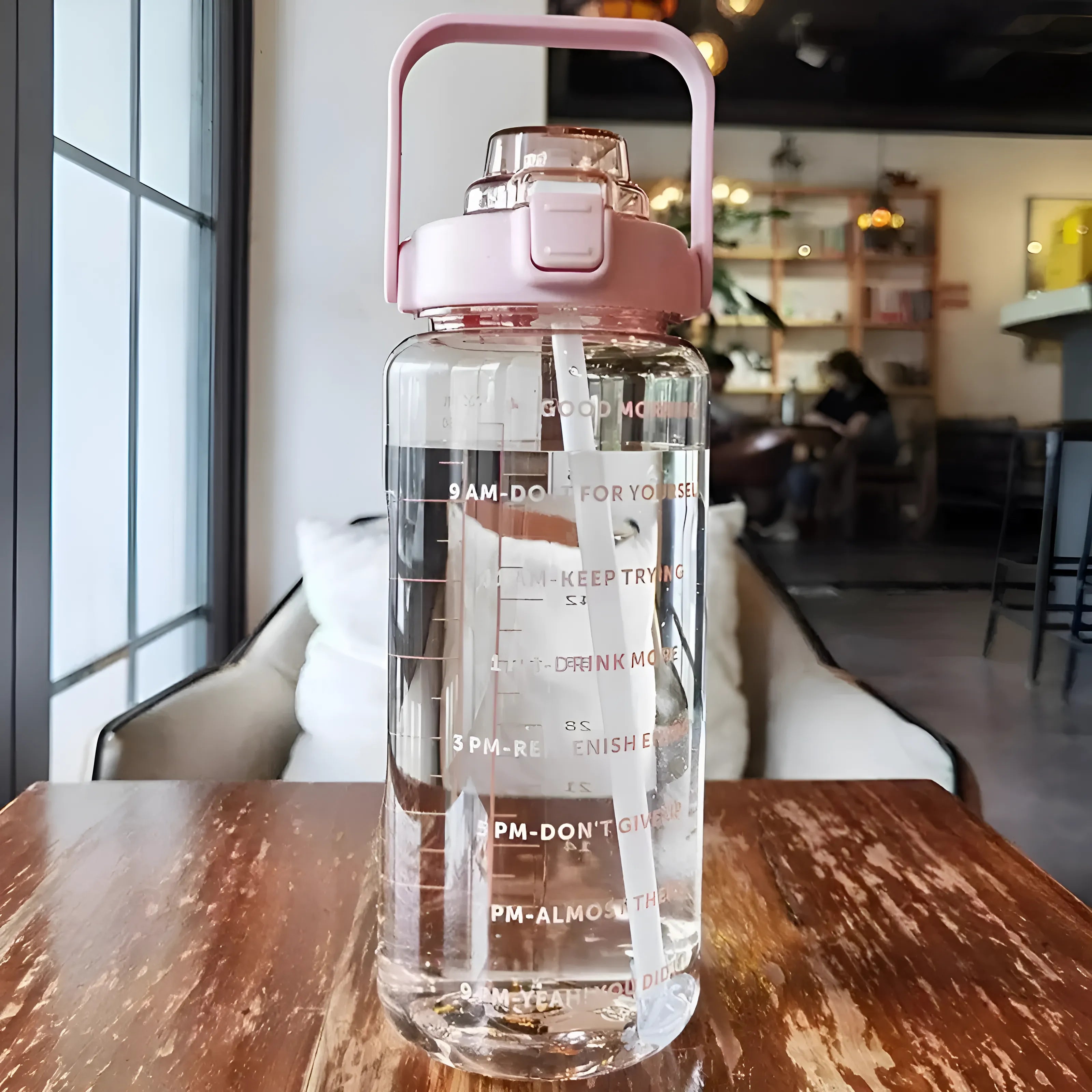 Botella Motivacional con Pajita | Marcador Horario para Hidratación Diaria-bottles-SeemSeem