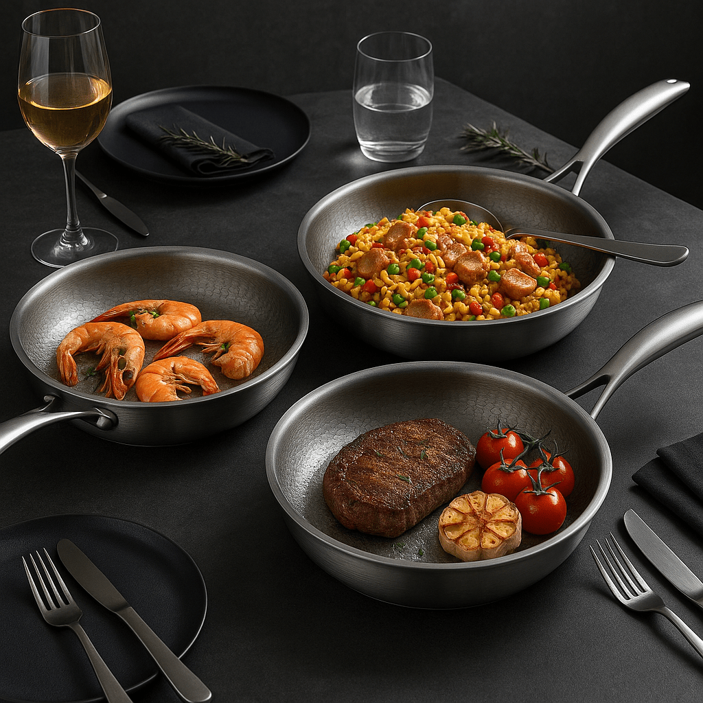 Sartén Acabado Martillado | Mango Largo Superficie Circular Para Cocina-Frying Pan-SeemSeem