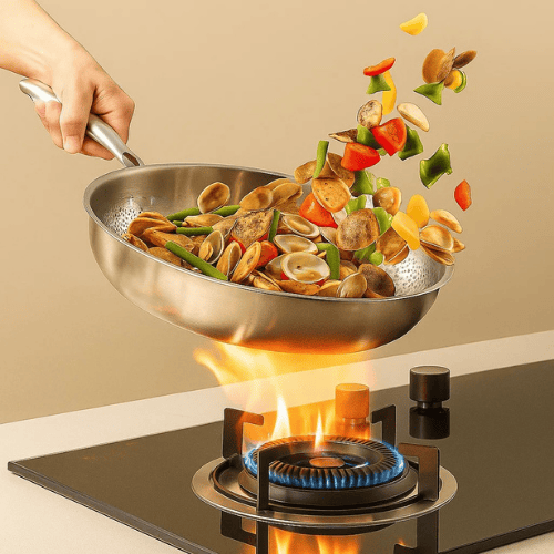 Sartén Acabado Martillado | Mango Largo Superficie Circular Para Cocina-Frying Pan-SeemSeem