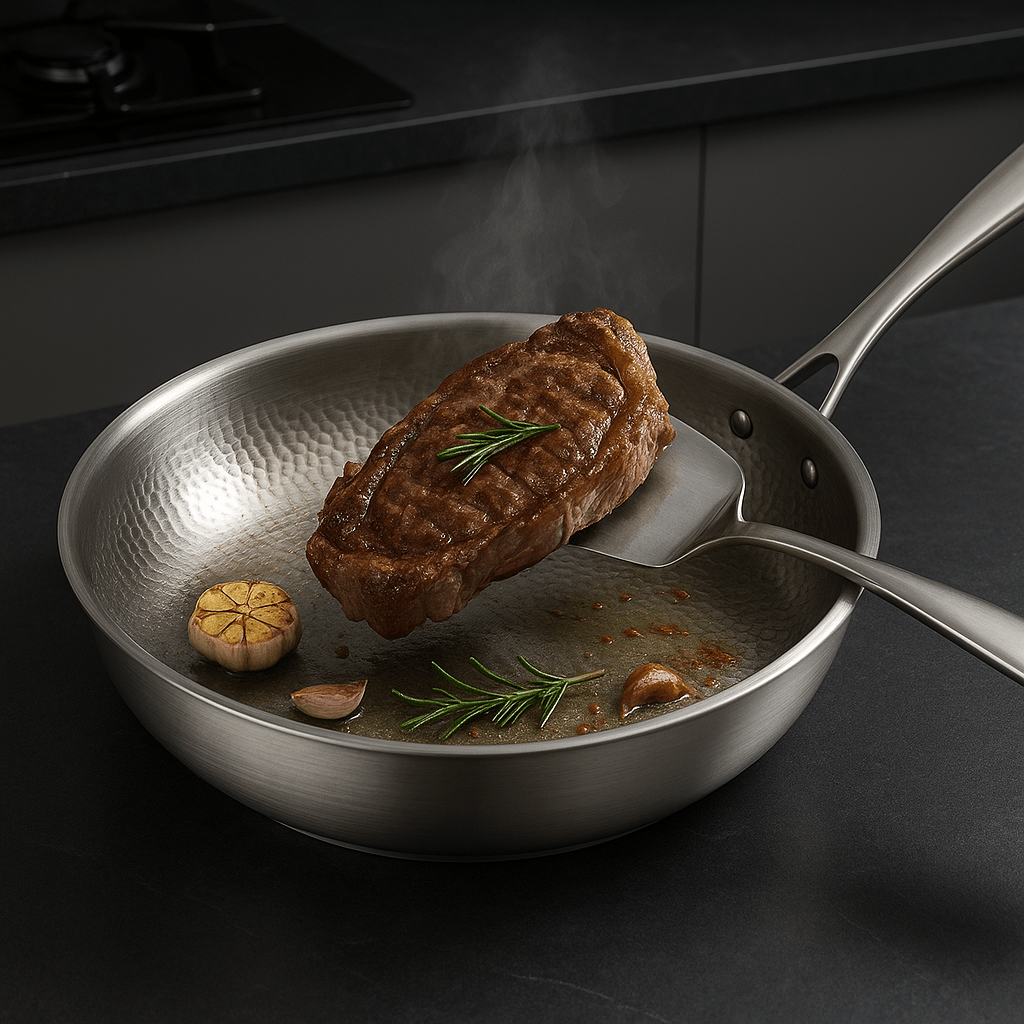 Sartén Acabado Martillado | Mango Largo Superficie Circular Para Cocina-Frying Pan-SeemSeem