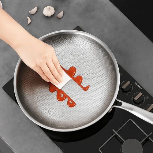 Sartén Acabado Martillado | Mango Largo Superficie Circular Para Cocina-Frying Pan-SeemSeem