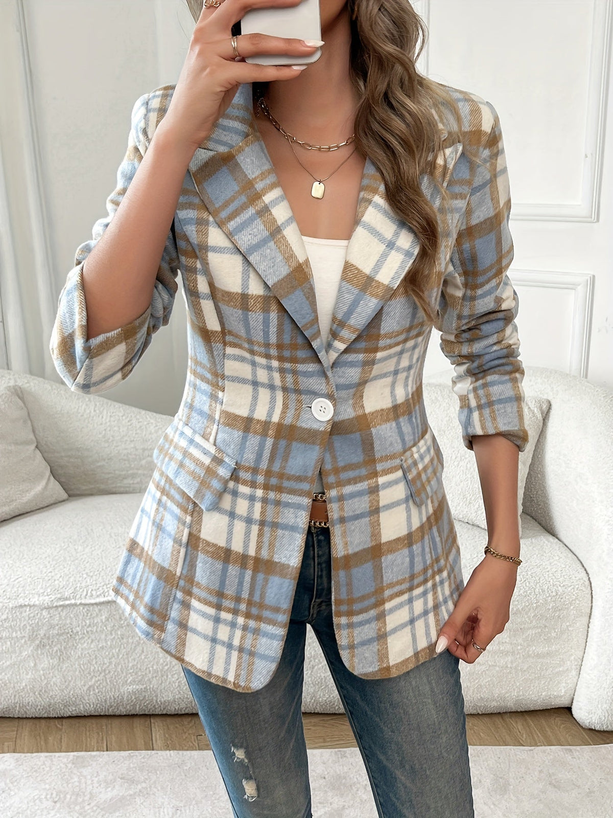Blazer De Cuadros Para Mujer | Solapa · SeemSeem
