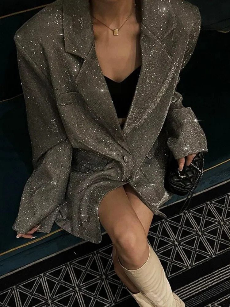 Blazer Oversized Para Mujer | Lentejuelas · SeemSeem