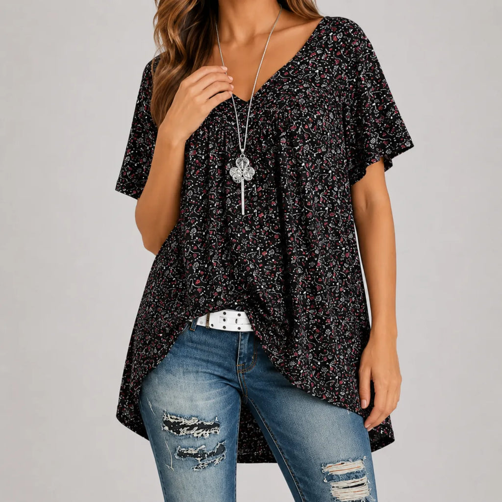 Blusa Con Cuello De Pico Para Mujer | Estampado Floral · SeemSeem