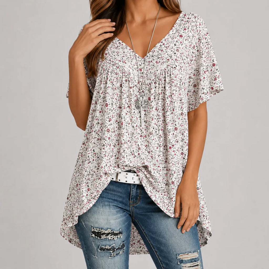 Blusa Con Cuello De Pico Para Mujer | Estampado Floral · SeemSeem