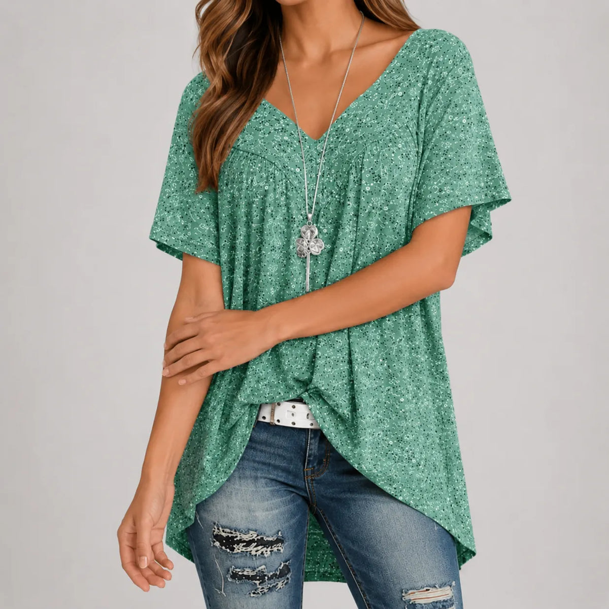 Blusa Con Cuello De Pico Para Mujer | Estampado Floral · SeemSeem