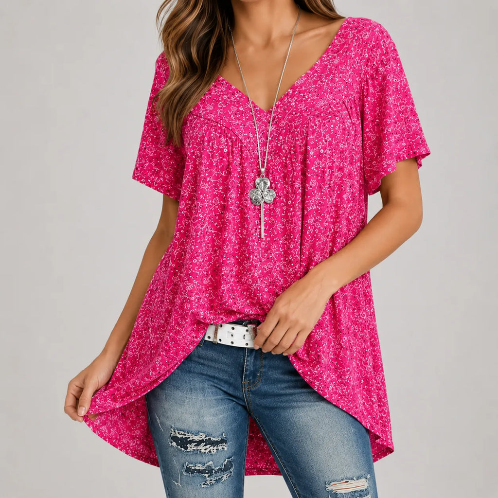 Blusa Con Cuello De Pico Para Mujer | Estampado Floral · SeemSeem