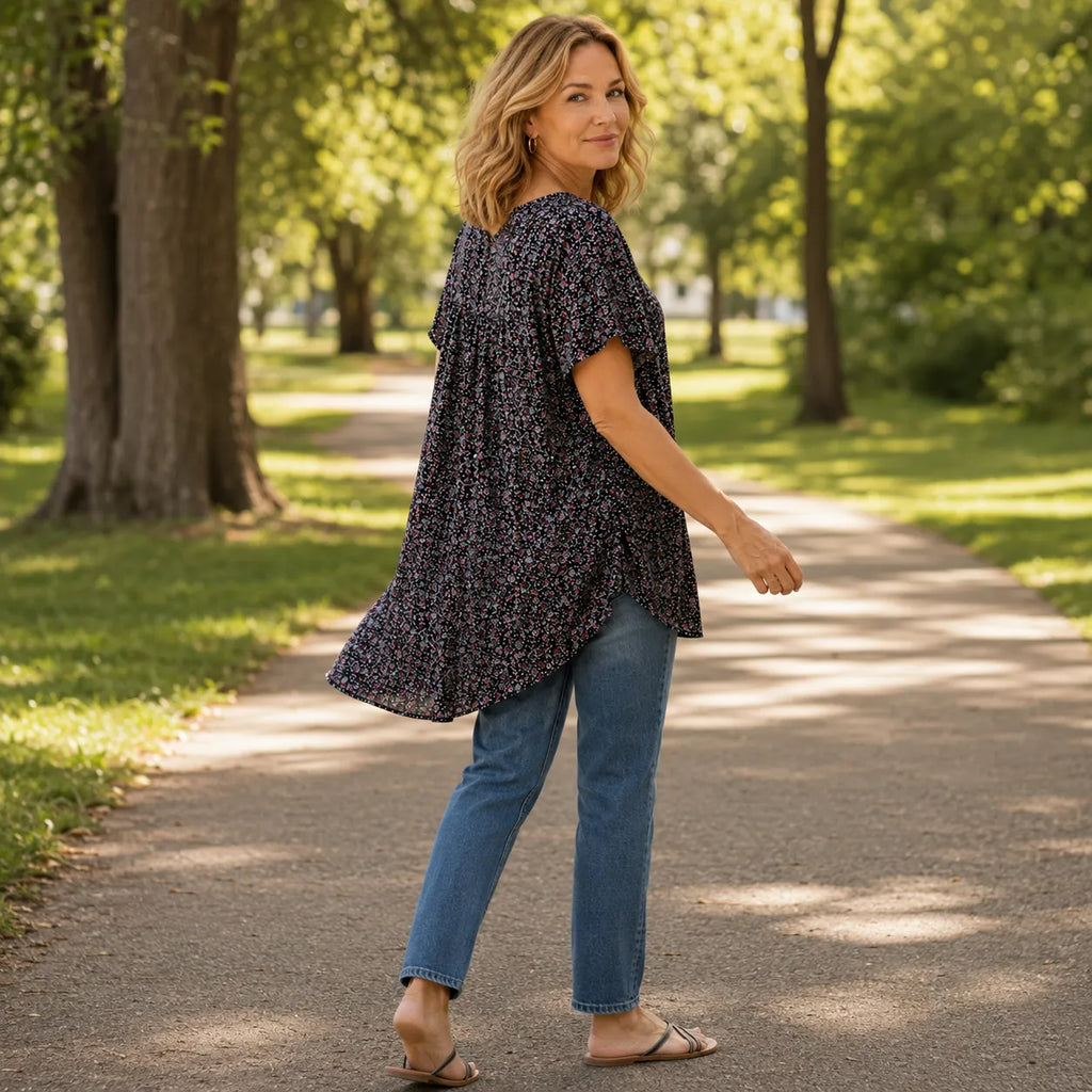 Blusa Con Cuello De Pico Para Mujer | Estampado Floral · SeemSeem