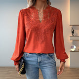 Blusa Con Cuello En V Para Mujer | Detalle De Encaje