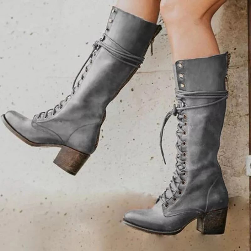 Botas Altas Con Cordones Para Mujer | Tacón Bloque · SeemSeem
