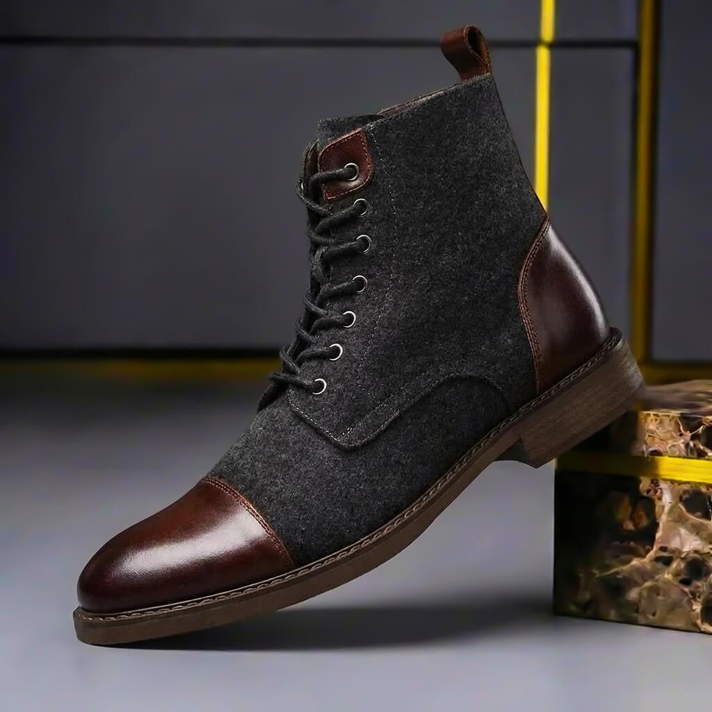 Botas Con Cordones Para Hombre | Punta De Piel · SeemSeem