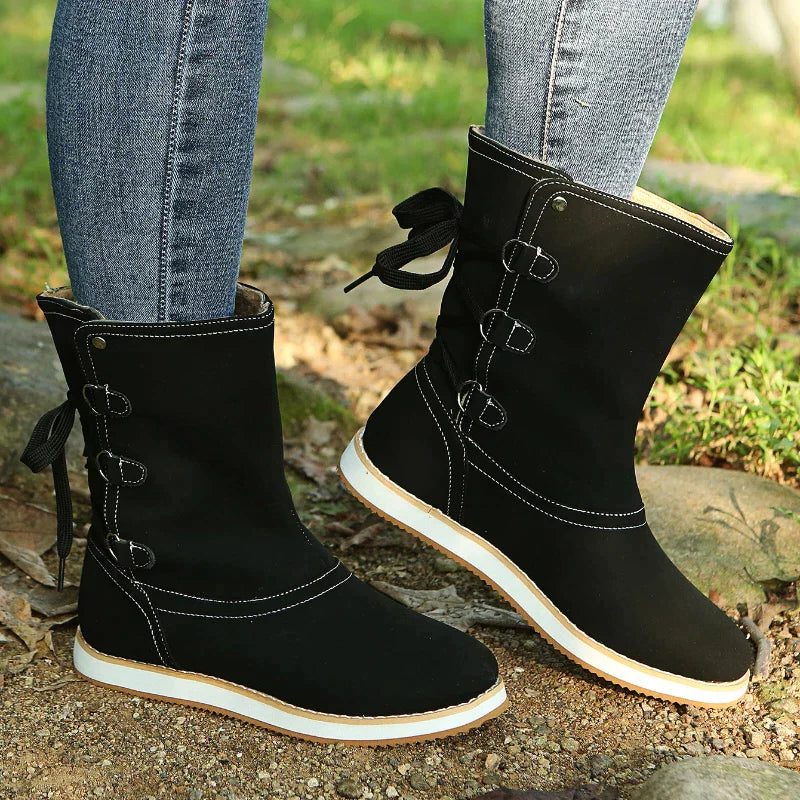 Botas De Caña Media Para Mujer | Cordones Traseros · SeemSeem