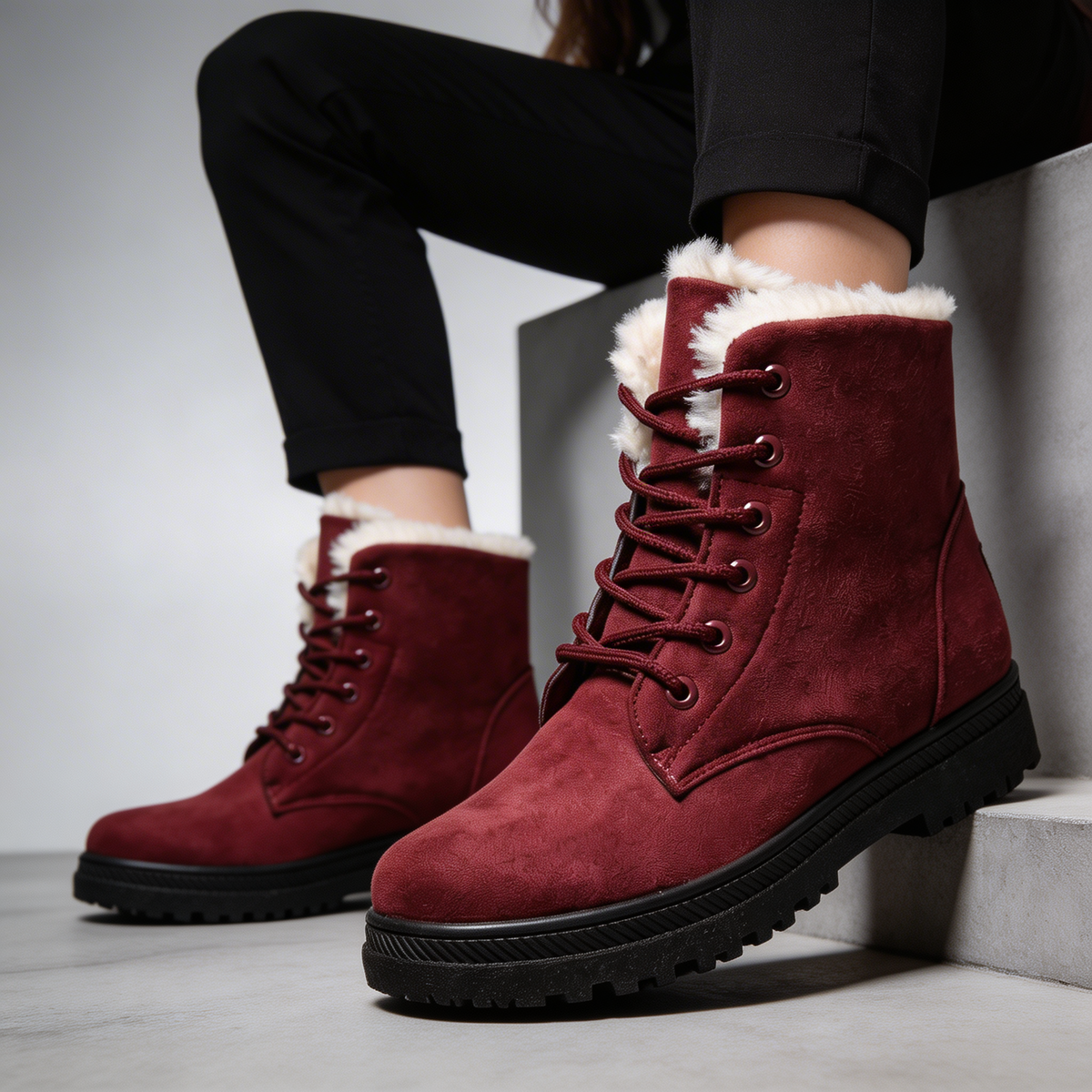 Botas De Invierno Con Cordones Para Mujer | Forro Peludo · SeemSeem