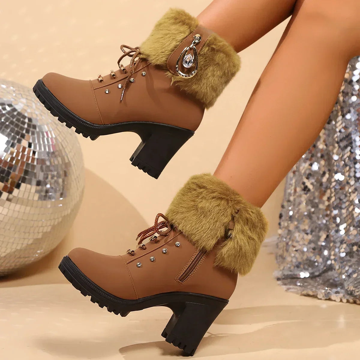 Botines Con Cordones Para Mujer | Pelo Sintético · SeemSeem