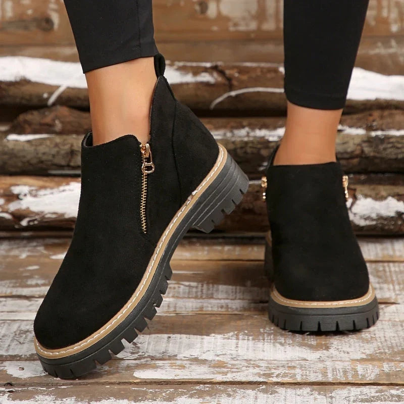 Botines Con Cremallera Lateral Para Mujer | Ante · SeemSeem