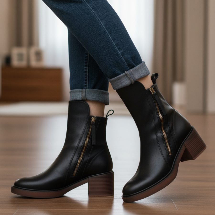 Botines Con Cremallera Para Mujer | Tacón Ancho · SeemSeem