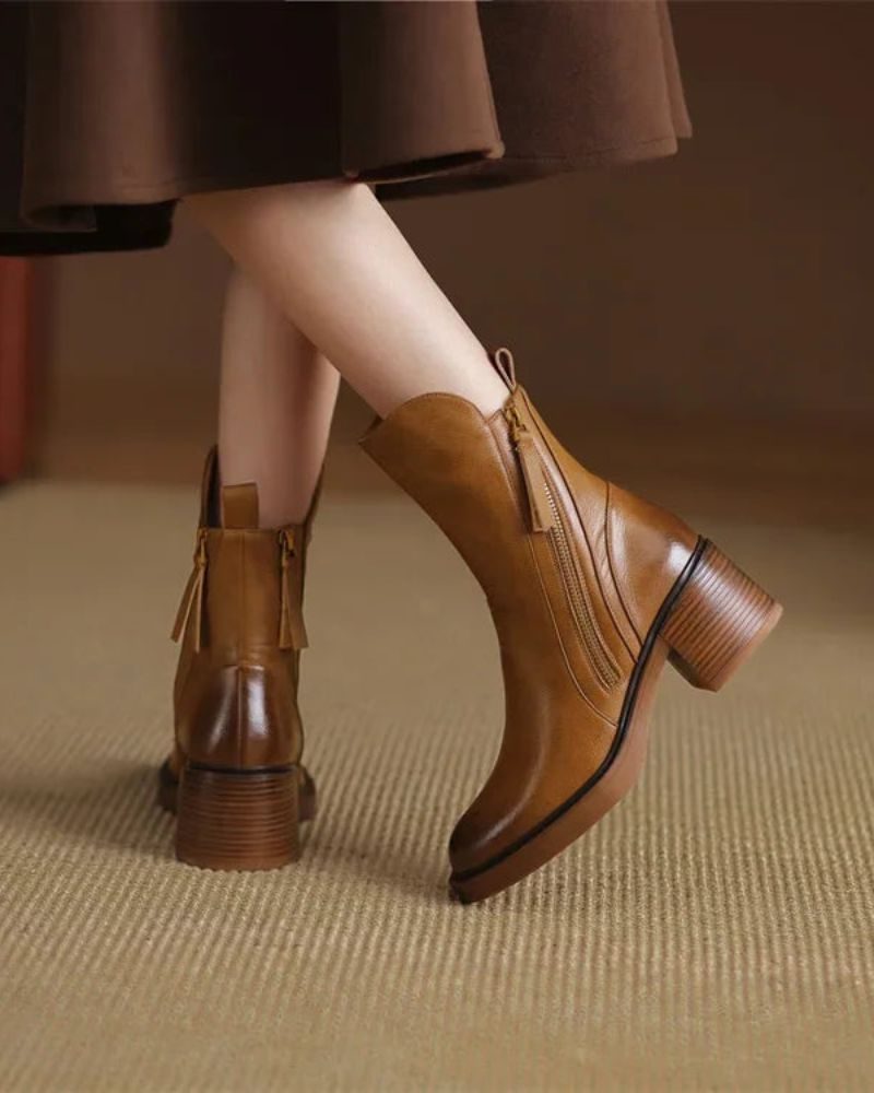 Botines Con Cremallera Para Mujer | Tacón Ancho · SeemSeem