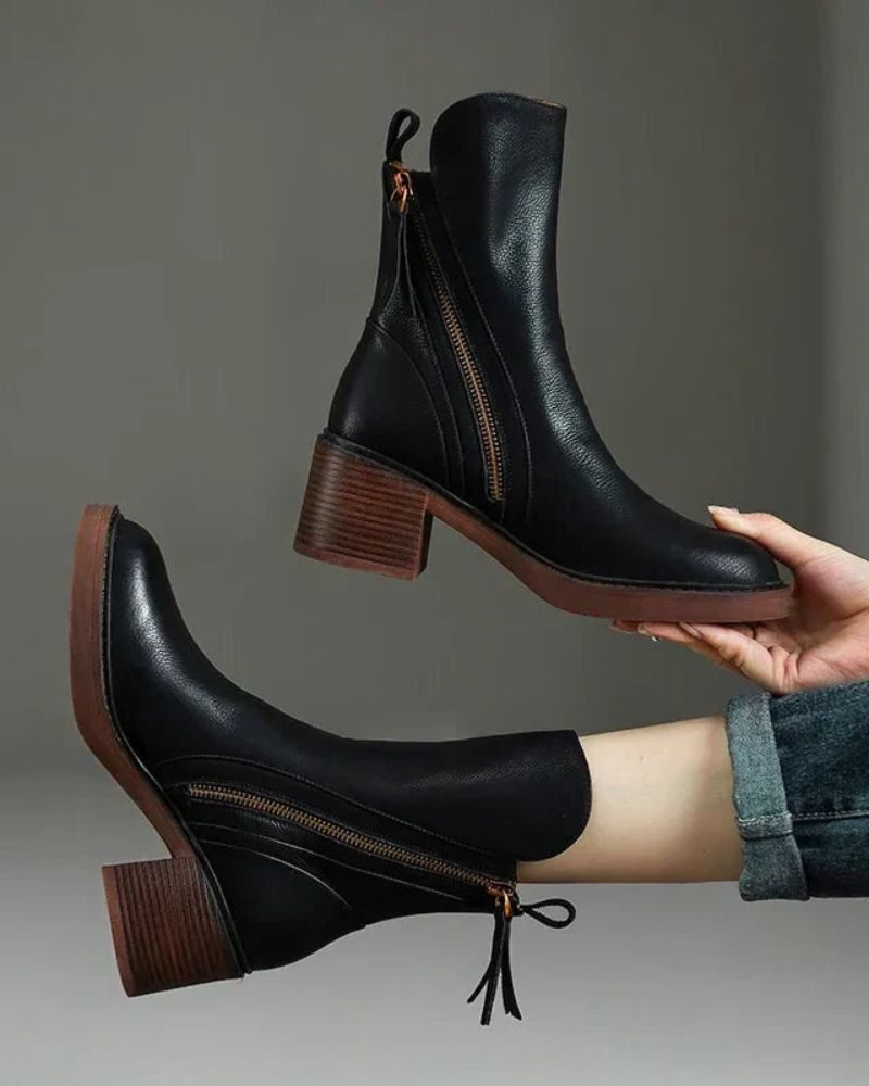 Botines Con Cremallera Para Mujer | Tacón Ancho · SeemSeem
