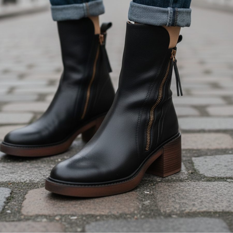 Botines Con Cremallera Para Mujer | Tacón Ancho · SeemSeem