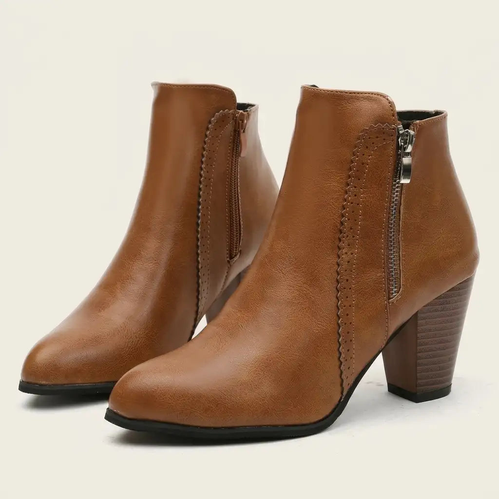 Botines Con Tacón Ancho Para Mujer | Cremallera Lateral · SeemSeem