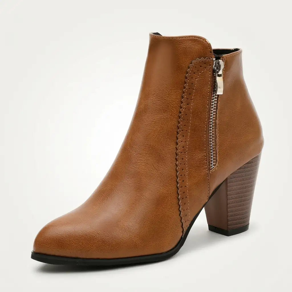 Botines Con Tacón Ancho Para Mujer | Cremallera Lateral · SeemSeem