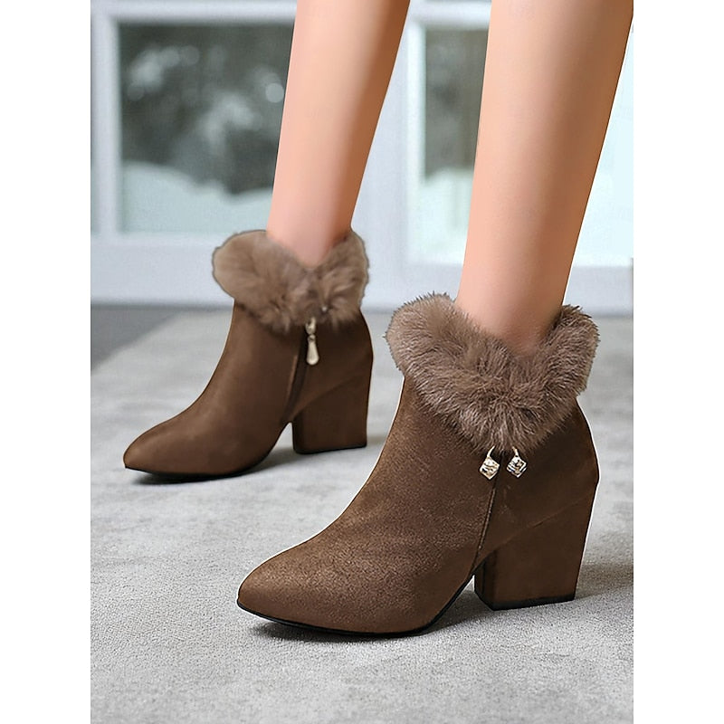 Botines De Tacón Para Mujer | Ribete Pelo · SeemSeem