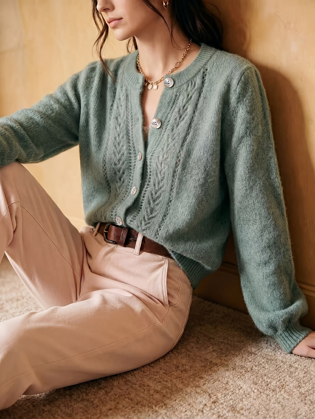 Cárdigan Con Botones Para Mujer | Punto Trenzado · SeemSeem