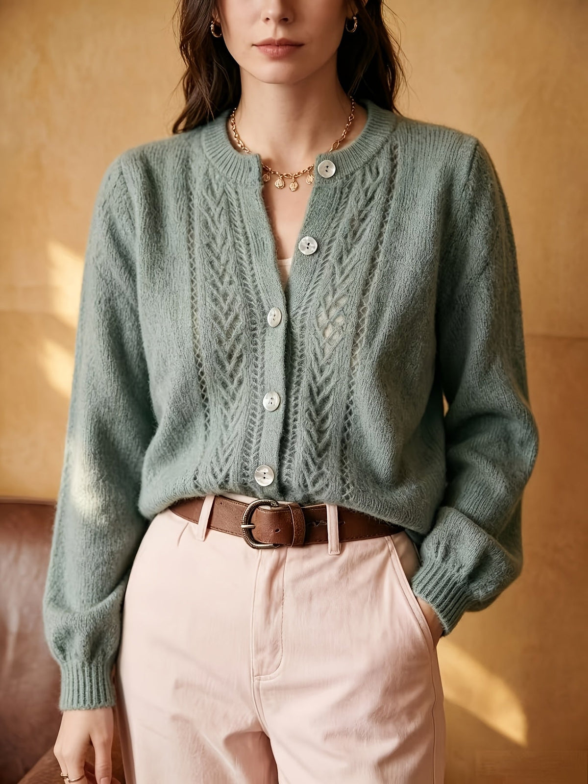 Cárdigan Con Botones Para Mujer | Punto Trenzado · SeemSeem