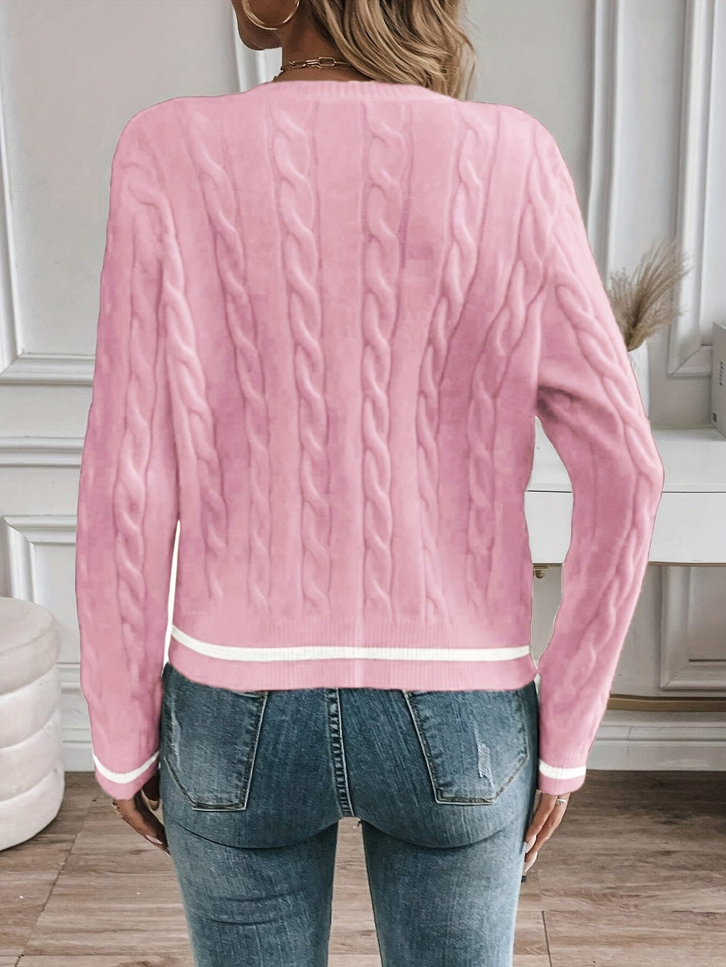 Cárdigan De Punto Trenzado Para Mujer | Botones Dorados · SeemSeem