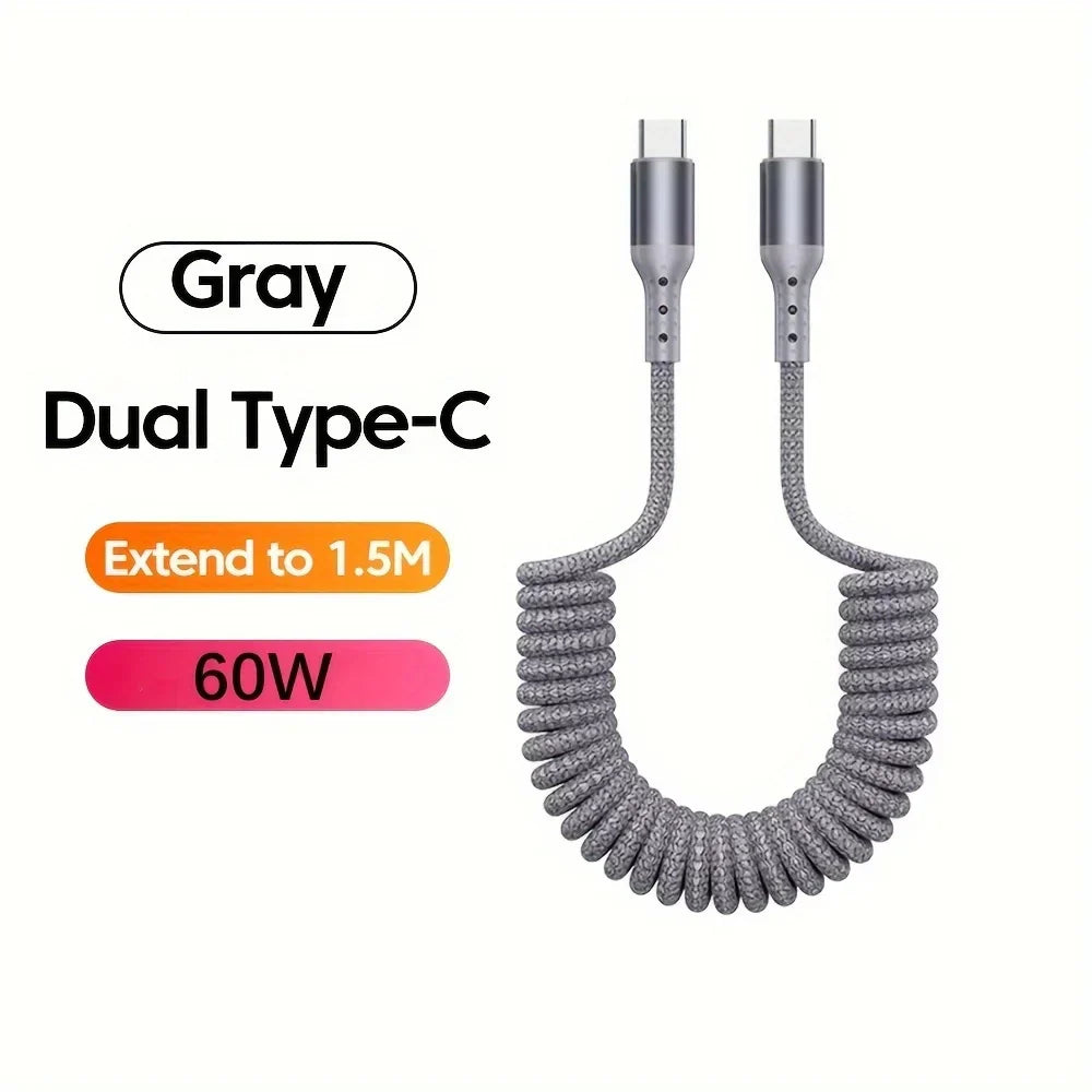 Cable De Carga USB-C | Extensible En Espiral · SeemSeem