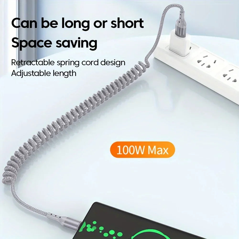 Cable De Carga USB-C | Extensible En Espiral · SeemSeem