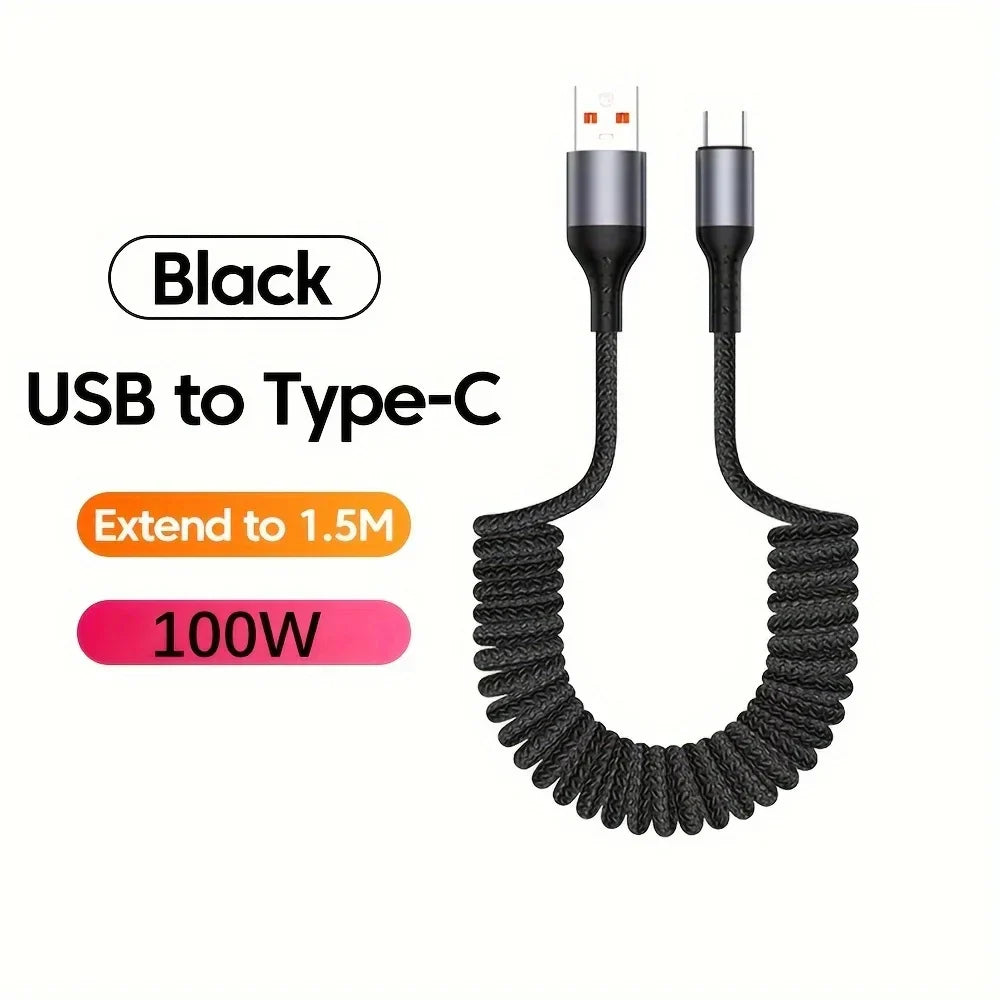 Cable De Carga USB-C | Extensible En Espiral · SeemSeem
