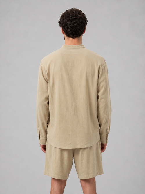 Camisa Cuello Mao Para Hombre | Bolsillo Frontal · SeemSeem