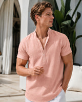 Camisa Henley Para Hombre | Manga Corta