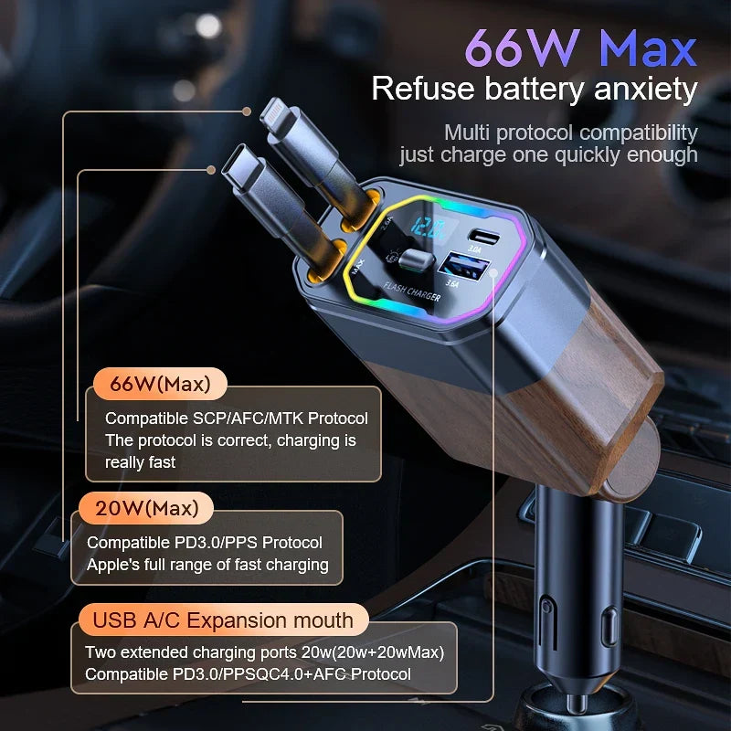Cargador De Coche | Cables Retráctiles · SeemSeem